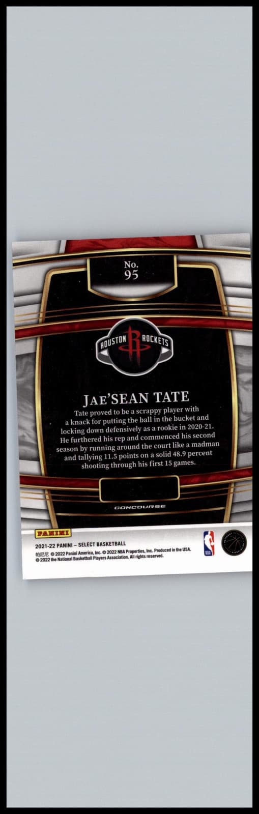 2021-22 Panini Select #95 Jae'Sean Tate Blue (Retail Base) Houston Rockets - Thumbnail 2