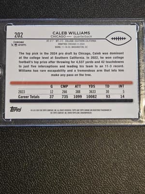 2024 Topps Chrome #202 Caleb Williams RC - Thumbnail 2