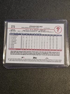 2024 Topps #209 Johan Rojas RC Pink Refractor 186/350 - Thumbnail 2