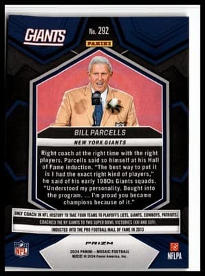 2024 Panini Mosaic #292 Bill Parcells Mosaic Reactive Yellow - Thumbnail 2