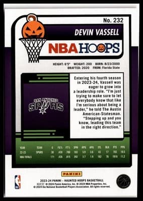 2023-24 Hoops Haunted Hoops #232 Devin Vassell Orange - Thumbnail 2