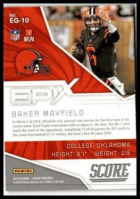 2019 Score #EG-10 Baker Mayfield Epix Game - Thumbnail 2