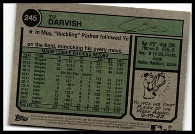 2023 Topps Heritage #245 Yu Darvish - Thumbnail 2