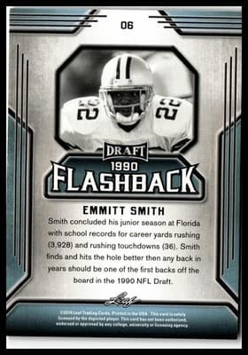 2019 Leaf Draft #06 Emmitt Smith Draft Flashback - Thumbnail 2