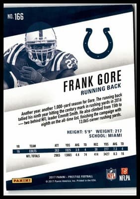 2017 Panini Prestige #166 Frank Gore - Thumbnail 2