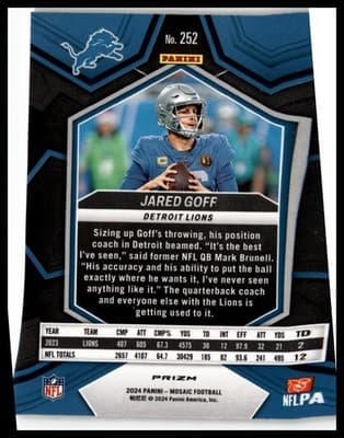 2024 Panini Mosaic #252 Jared Goff Mosaic Reactive Yellow - Thumbnail 2