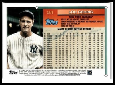 2024 Topps Archives #201 Lou Gehrig Pink Foilboard - Thumbnail 2