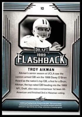 2019 Leaf Draft #10 Troy Aikman Draft Flashback - Thumbnail 2