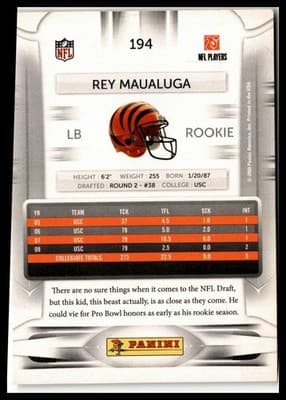 2009 Playoff Prestige #194a Rey Maualuga - Thumbnail 2