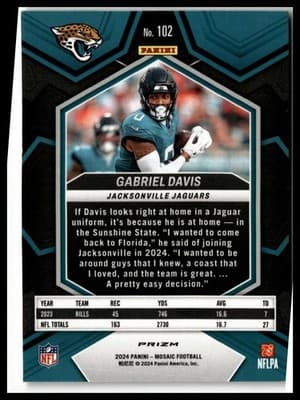 2024 Panini Mosaic #102 Gabriel Davis Mosaic Reactive Yellow - Thumbnail 2