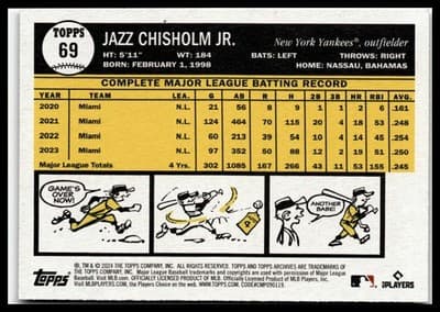 2024 Topps Archives #69 Jazz Chisholm Jr. - Thumbnail 2