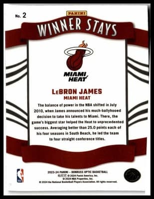 2023-24 Donruss Optic #2 LeBron James Winner Stays - Thumbnail 2