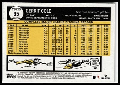 2024 Topps Archives #95 Gerrit Cole - Thumbnail 2