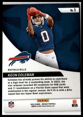 2024 Panini Mosaic #5 Keon Coleman Elevate - Thumbnail 2