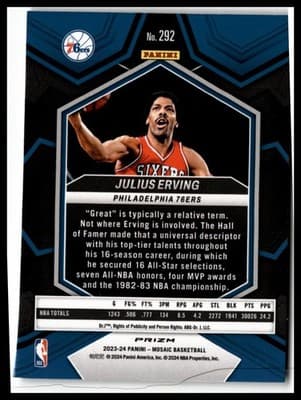 2023-24 Panini Mosaic #292 Julius Erving Mosaic - Thumbnail 2