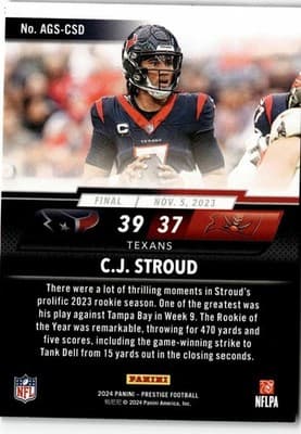 2024 Panini Prestige #AGS-CSD C.J. Stroud Any Given Sunday - Thumbnail 2