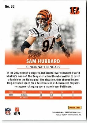 2024 Panini Prestige #63 Sam Hubbard - Thumbnail 2
