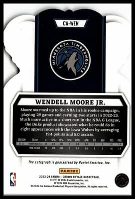2023-24 Panini Crown Royale #CA-WEN Wendell Moore Jr. Crown Autographs #/125 - Thumbnail 2