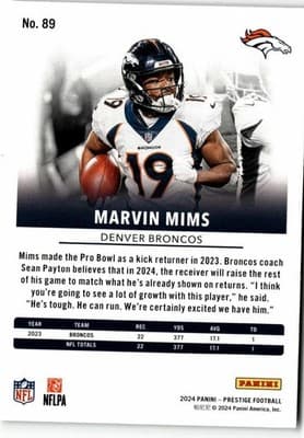 2024 Panini Prestige #89 Marvin Mims - Thumbnail 2
