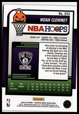 2023-24 Hoops Haunted Hoops #243 Noah Clowney - Thumbnail 2