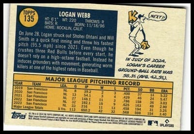 2024 Topps Archives #135 Logan Webb - Thumbnail 2