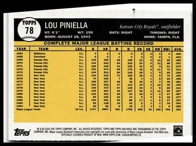 2024 Topps Archives #78 Lou Piniella - Thumbnail 2