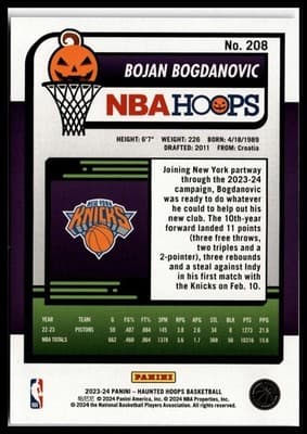 2023-24 Hoops Haunted Hoops #208 Bojan Bogdanovic - Thumbnail 2