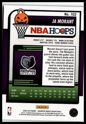 2023-24 Hoops Haunted Hoops #102 Ja Morant Slime - Thumbnail 2