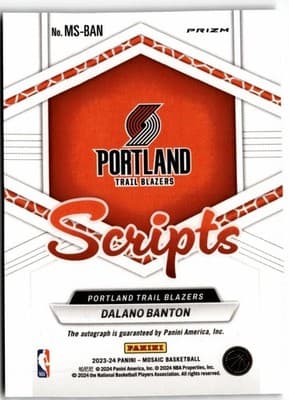 2023-24 Panini Mosaic #MS-BAN Dalano Banton Scripts - Thumbnail 2