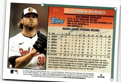 2024 Topps Archives #211 Corbin Burnes Rainbow Foilboard #/199 - Thumbnail 2