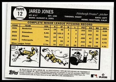2024 Topps Archives #12 Jared Jones - Thumbnail 2