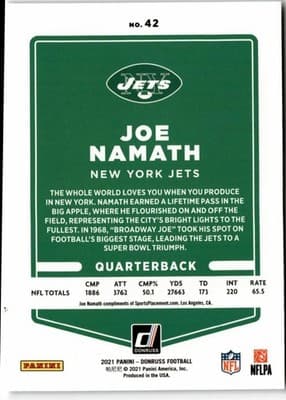 2021 Donruss #42 Joe Namath - Thumbnail 2
