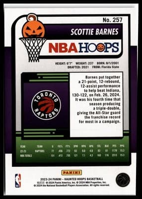 2023-24 Hoops Haunted Hoops #257 Scottie Barnes - Thumbnail 2