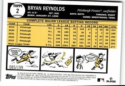 2024 Topps Archives #2 Bryan Reynolds Rainbow Foilboard #/199 - Thumbnail 2