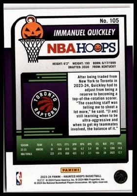 2023-24 Hoops Haunted Hoops #105 Immanuel Quickley Orange - Thumbnail 2