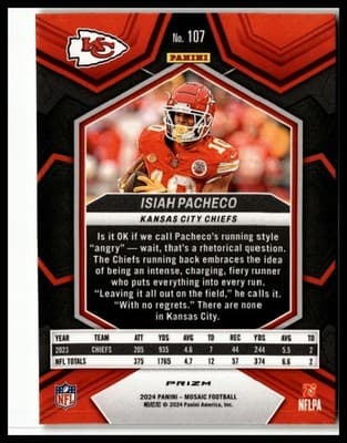 2024 Panini Mosaic #107 Isiah Pacheco Mosaic Reactive Yellow - Thumbnail 2