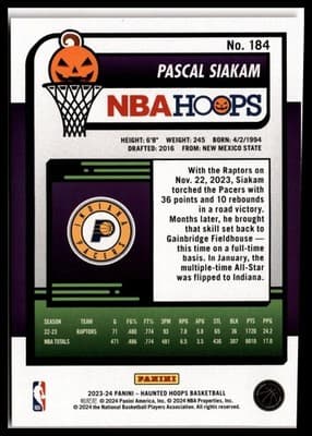 2023-24 Hoops Haunted Hoops #184 Pascal Siakam Orange - Thumbnail 2