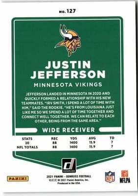 2021 Donruss #127 Justin Jefferson - Thumbnail 2