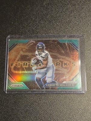2023 Panini Prizm #F-14 Kenneth Walker III Fireworks Prizms Green Wave - Image 1