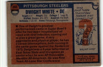 1976 Topps #365 Dwight White - Thumbnail 2