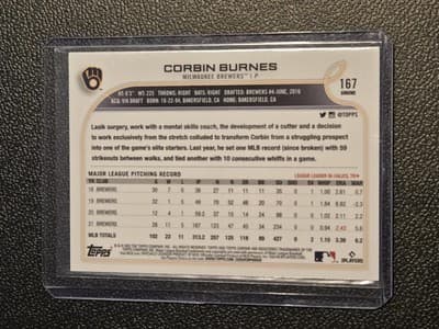 2022 Topps Chrome Sonic #167 Corbin Burnes Black & White RayWave - Thumbnail 2