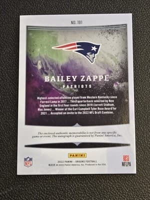 2022 Panini Origins #191 Bailey Zappe - Thumbnail 2
