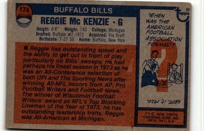 1976 Topps #174 Reggie McKenzie - Thumbnail 2