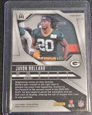 2024 Panini Prizm #345 Javon Bullard Green Wave - Thumbnail 2