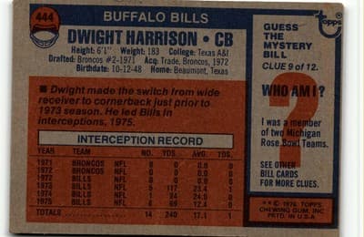 1976 Topps #444 Dwight Harrison - Thumbnail 2