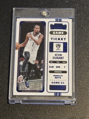2022-23 Panini Contenders #4 Kevin Durant Game Ticket Blue #/49 - Image 1