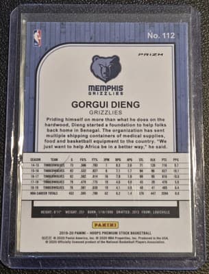 2019-20 Hoops Premium Stock #112 Gorgui Dieng Prizms Purple Disco - Thumbnail 2