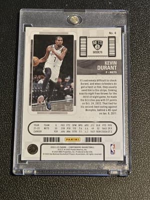 2022-23 Panini Contenders #4 Kevin Durant Game Ticket Blue #/49 - Thumbnail 2