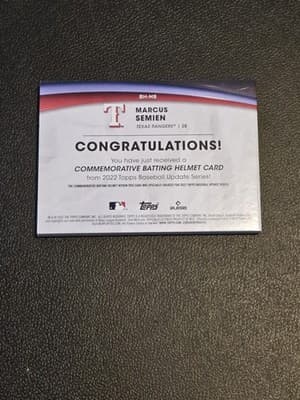 2022 Topps Update Marcus Semien Commemorative Batting Helmet Relic - Thumbnail 2