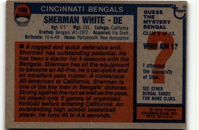 1976 Topps #168 Sherman White - Thumbnail 2